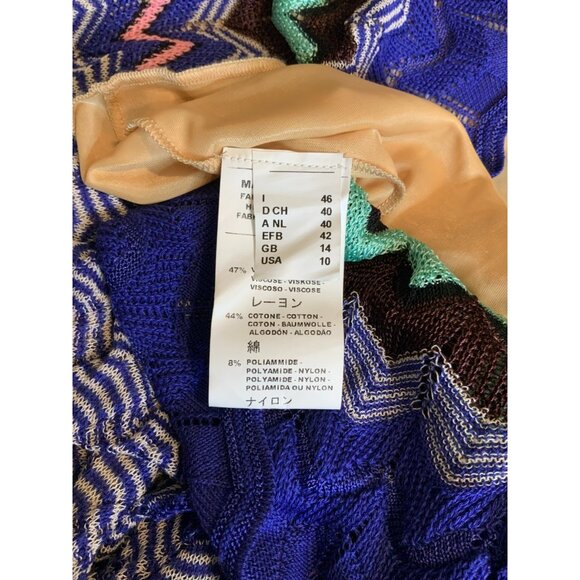 Missoni Blue Multicolor Zig-Zag Patterned A-Line Skirt, Size 10 - Picture 8 of 8